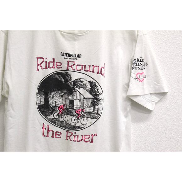 Vintage Ride Round The River Bicycling T Shirt XL - Picture 2 of 9